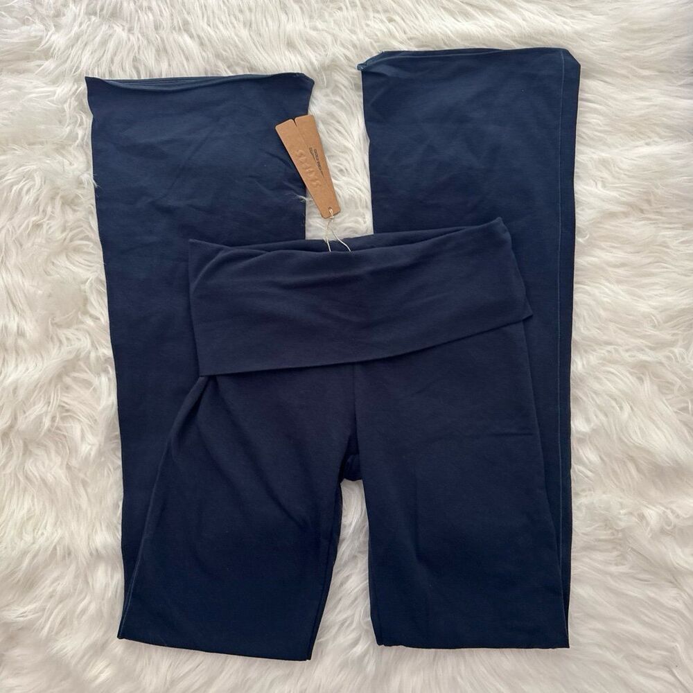Skims Cotton Jersey Foldover Pant Navy Size XS